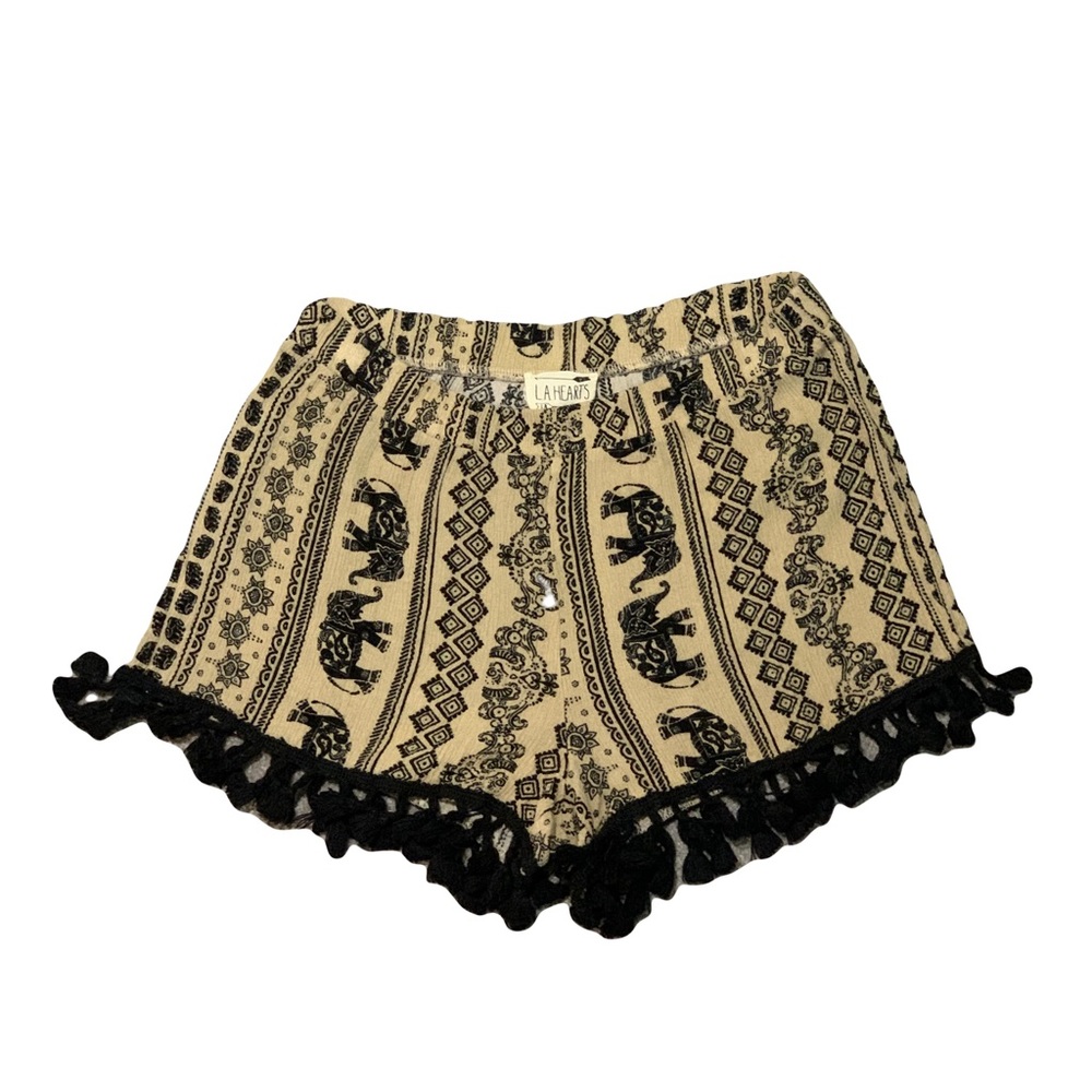 LA Hearts nude shorts with black elephants size S